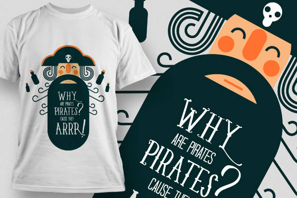 创意海盗主题裁片印花服装印花设计