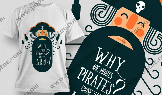 创意海盗主题裁片印花服装印花设计