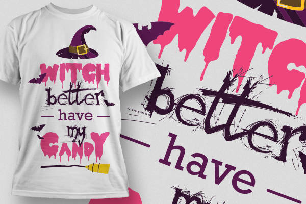 万圣节主题裁片印花服装:'WITCH better have my CANDY'趣味设计