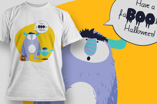趣味万圣节主题裁片印花服装印花设计