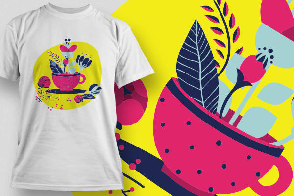 夏日清新水果茶主题裁片印花服装印花设计