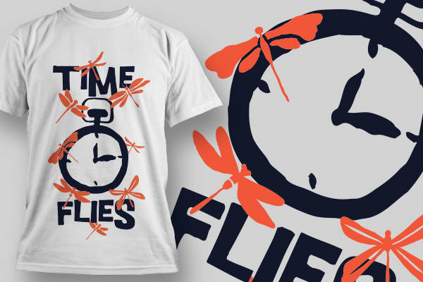 创意时间飞逝裁片印花服装印花设计