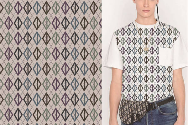 时尚菱形图案服装印花面料：打造个性潮流风格