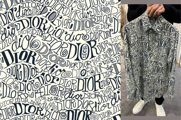 时尚潮流:Dior风格黑白字母服装印花面料