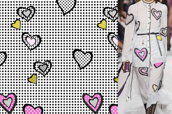 时尚心形图案面料印花，打造浪漫服装印花风格