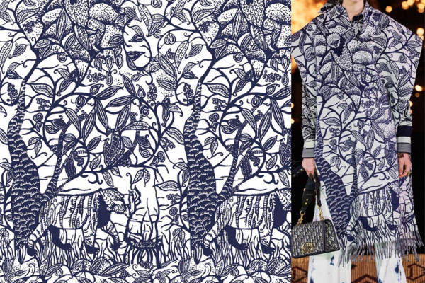 时尚界新宠：蓝白花卉面料印花服装的潮流演绎