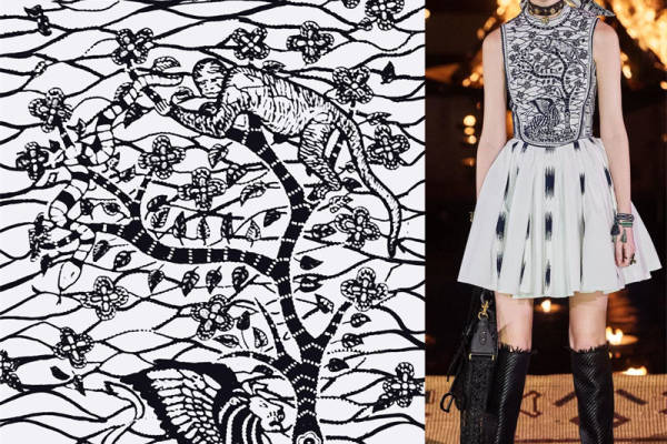 时尚界新宠：黑白花卉图案面料印花服装