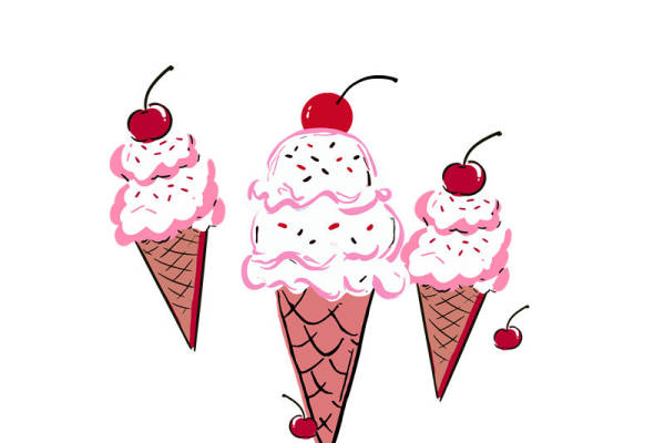 甜美樱桃冰淇淋裁片印花服装：夏日清新风格