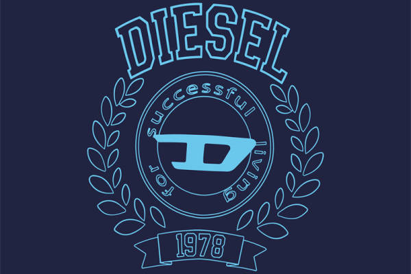 经典复古风格裁片印花服装：1978年DIESEL成功标志
