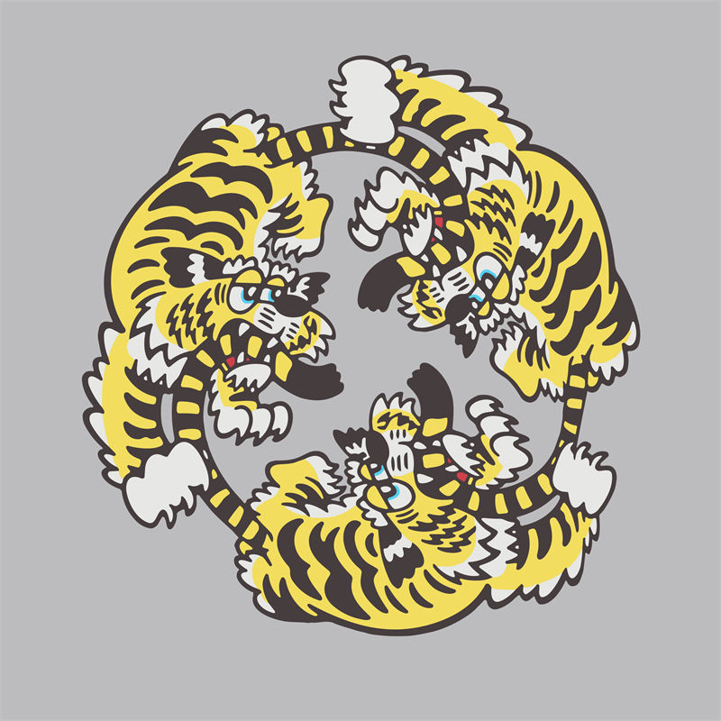 时尚霸气老虎图案裁片印花服装印花设计
