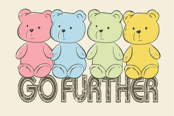 可爱多彩泰迪熊裁片印花服装，激励前行的时尚选择