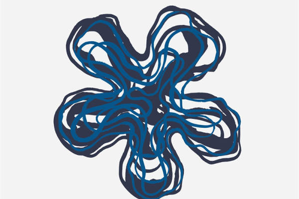 抽象艺术风格蓝色调裁片印花服装印花设计