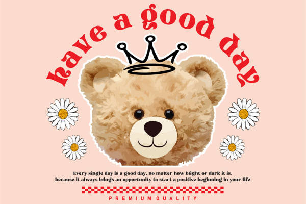 可爱泰迪熊主题裁片印花服装，开启美好一天的时尚选择