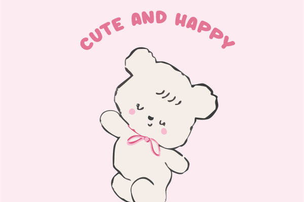 可爱快乐小熊裁片印花服装设计