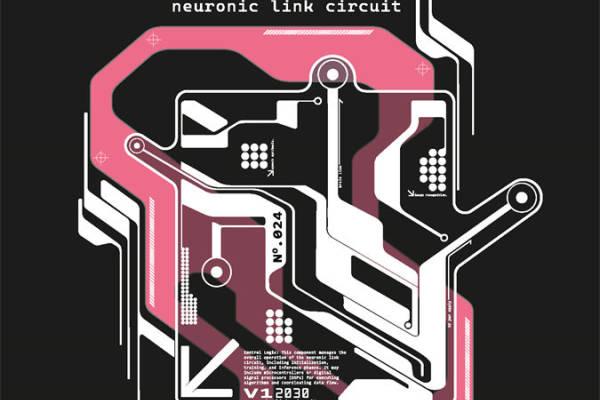 探索未来科技：V12030神经链接电路裁片印花服装