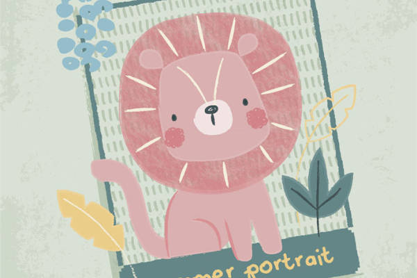 夏日清新风格粉色狮子裁片印花服装