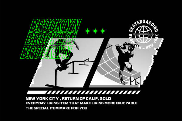 探索纽约布鲁克林的街头文化：滑板主题裁片印花服装