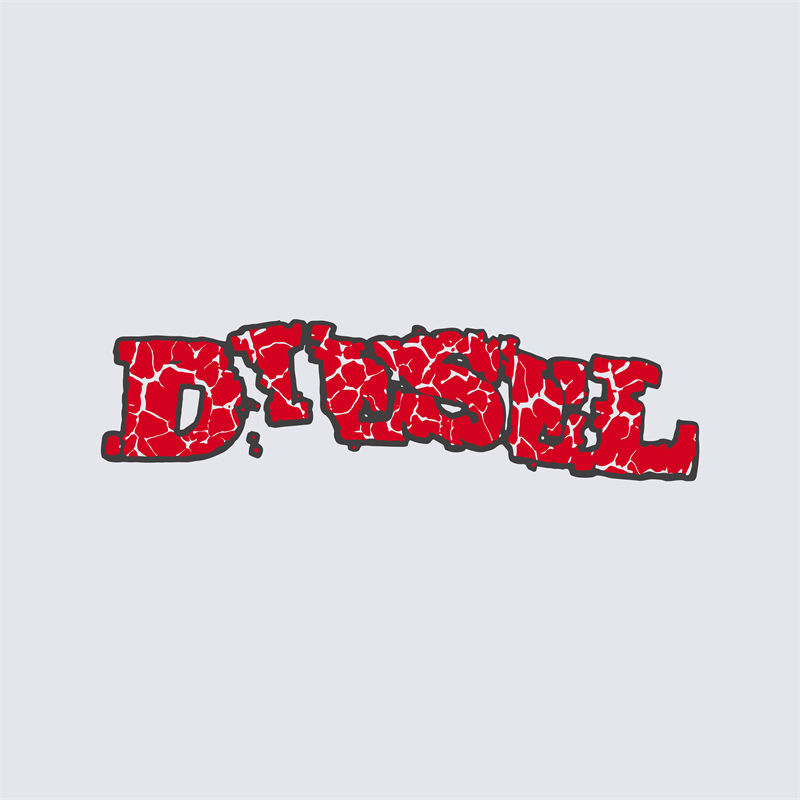 时尚裂纹风格服装印花：DIESEL裁片印花设计