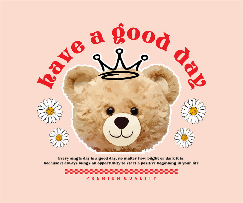 温馨小熊皇冠花型印花服装裁片,打造专属美好日常