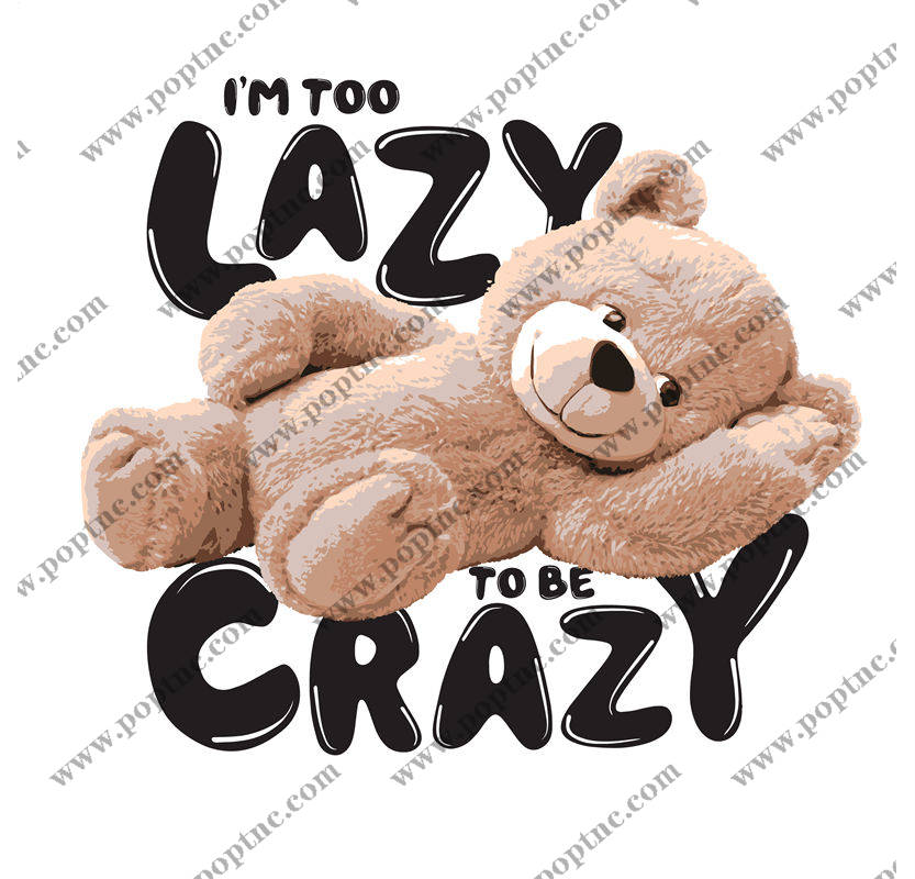 懒洋洋的泰迪熊裁片印花:可爱与舒适并存的服装印花