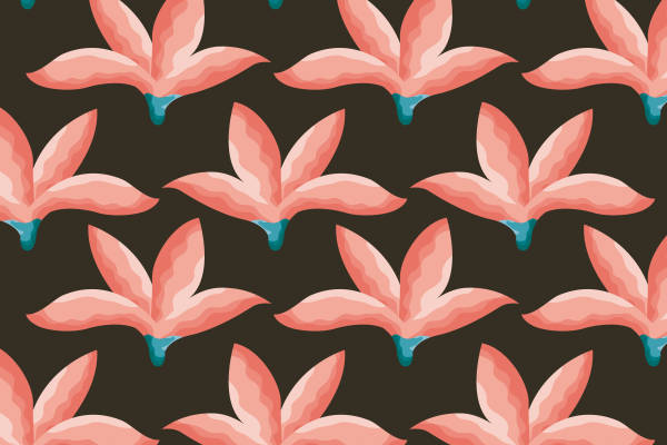 优雅粉色花朵图案服装印花面料设计