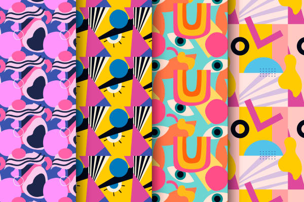 时尚多彩抽象图案服装印花面料设计