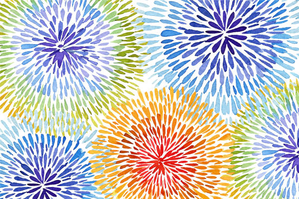 绚丽多彩水彩花卉面料印花，春夏季服装印花设计