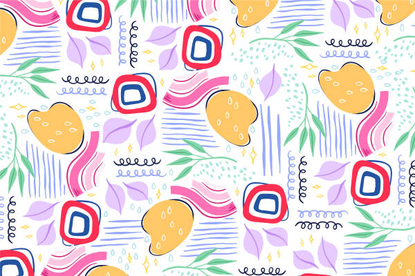 春日活力抽象图案服装印花面料设计