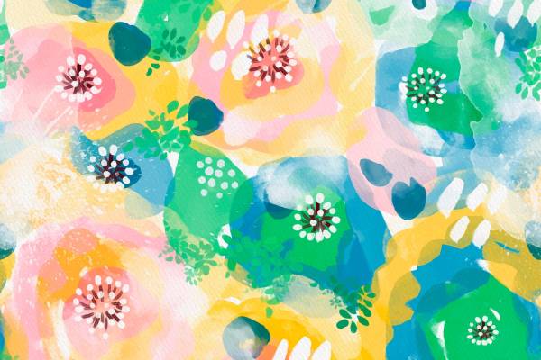 春日花园水彩风格面料印花，点亮你的服装印花设计