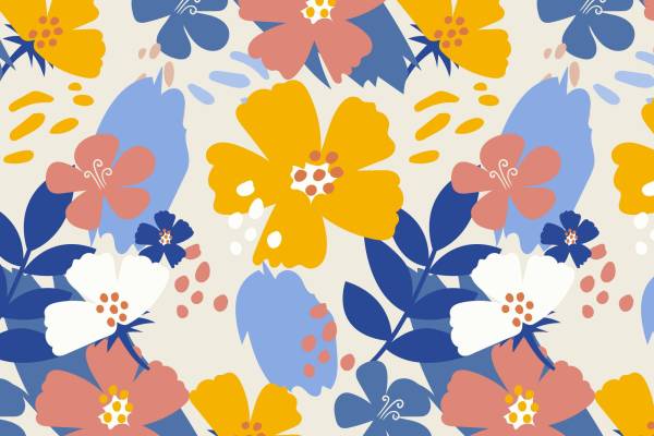 春日活力花卉图案面料印花 时尚服装印花设计