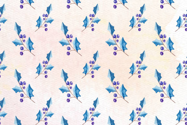 优雅水彩风格蓝色叶子服装印花面料设计