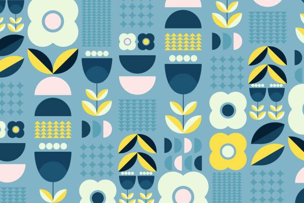 春日清新花卉图案服装印花面料设计