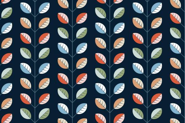 时尚多彩叶子图案服装印花面料设计