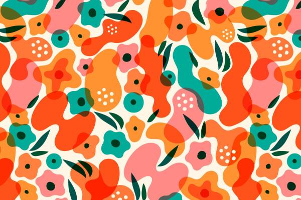 活力四射的多彩抽象花卉服装印花面料