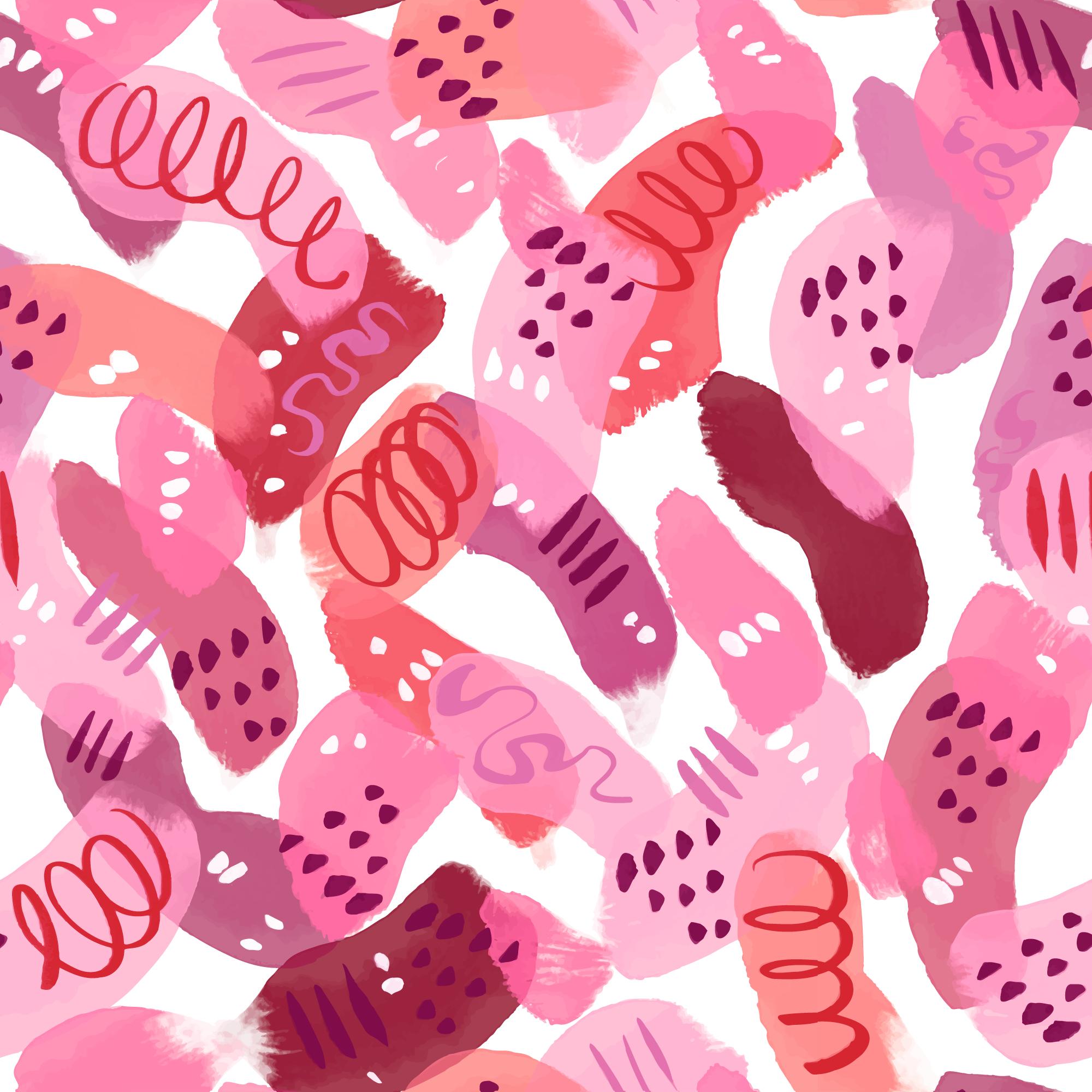 梦幻粉色系草莓服装印花面料设计