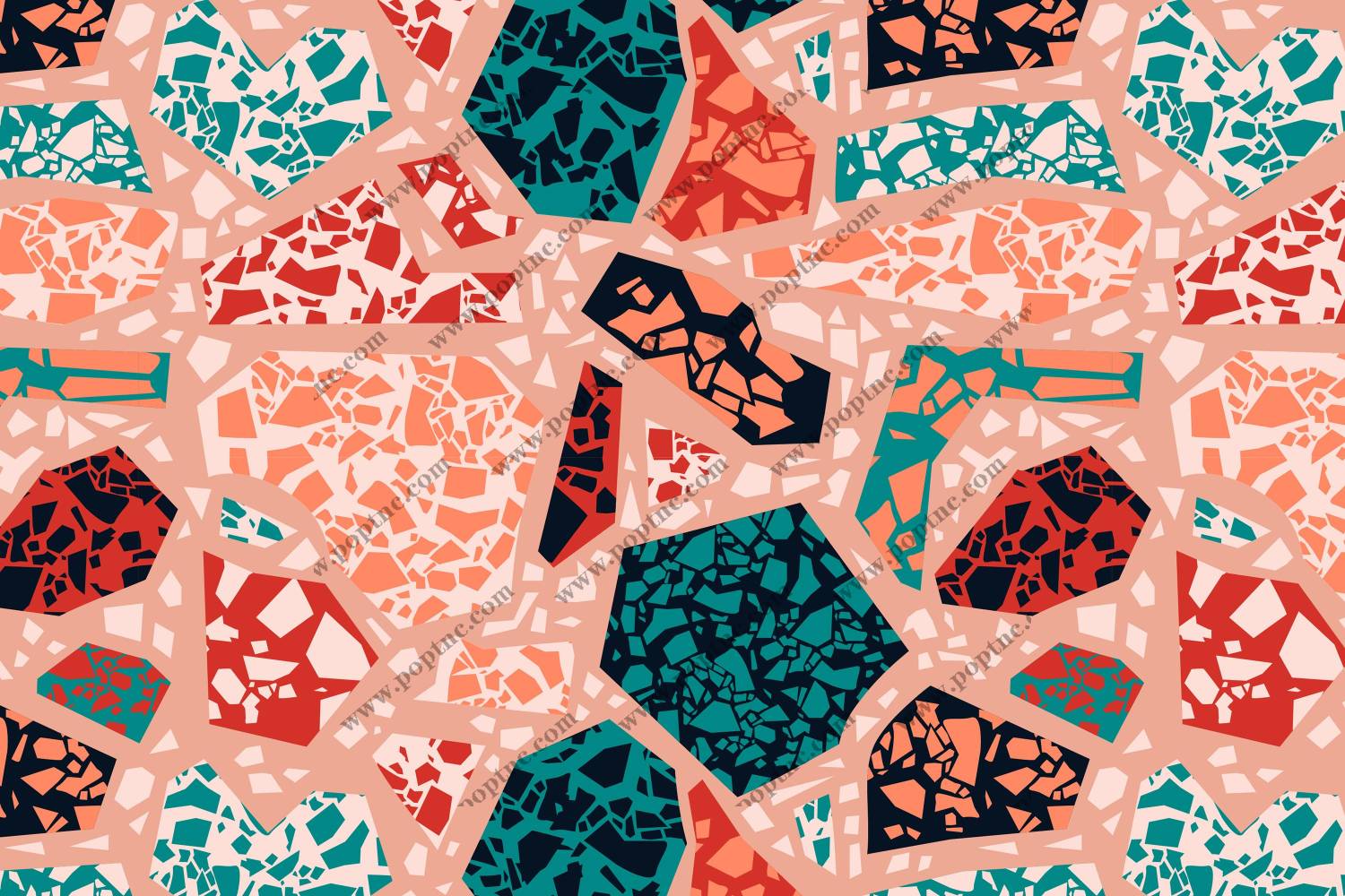 现代抽象几何图案面料印花,引领时尚潮流的服装印花设计