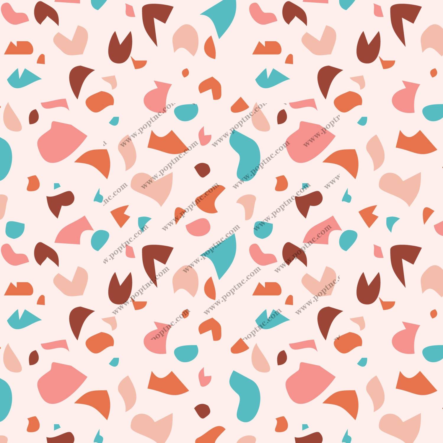 多彩抽象心形图案服装印花面料设计