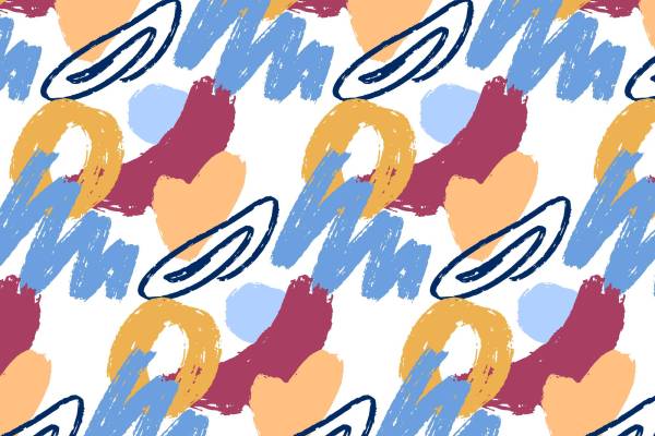 多彩手绘风格爱心图案服装印花面料设计