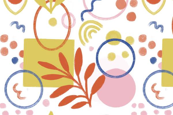 春日活力：抽象几何与自然元素的服装印花设计