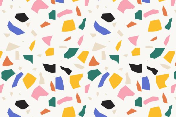 多彩抽象几何图案服装印花面料设计