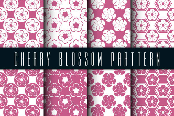 优雅樱花图案面料印花，春季服装印花设计灵感