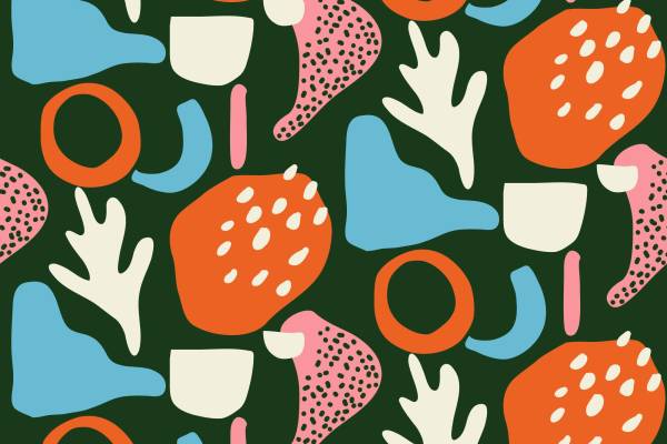 活力四射的草莓与几何图案服装印花面料