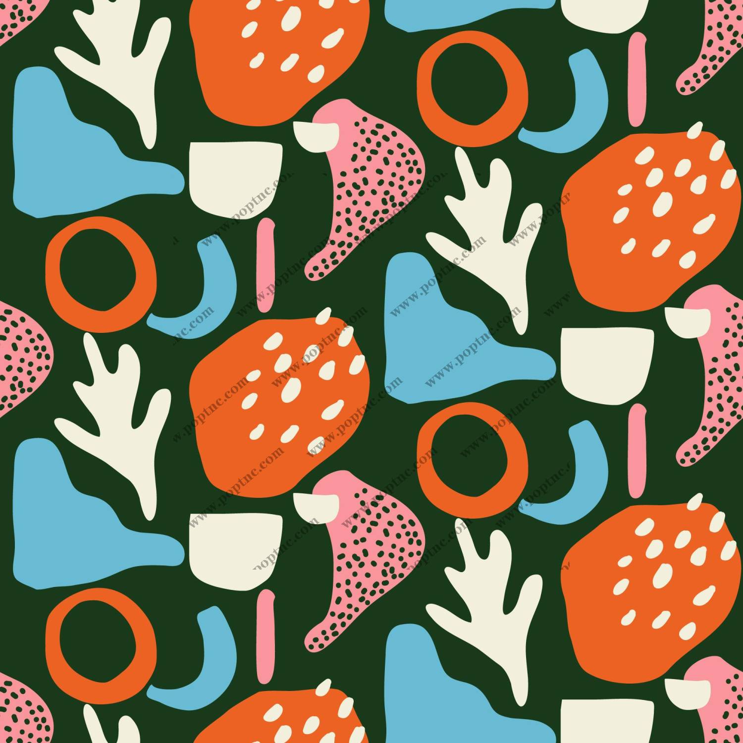 活力四射的草莓与几何图案服装印花面料