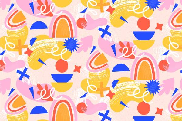 活力四射的抽象几何图案服装印花面料