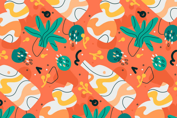 活力橙热带水果服装印花面料设计