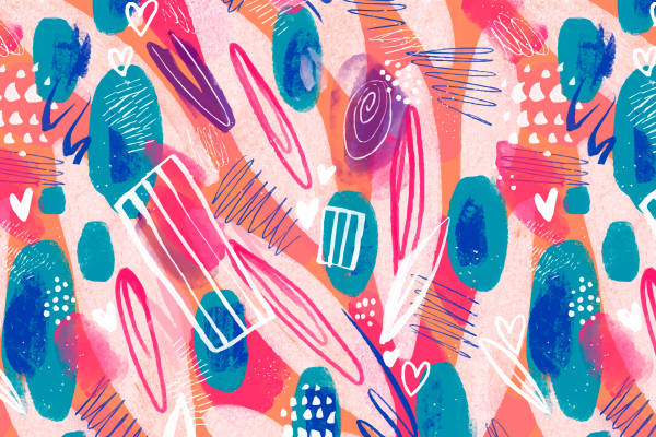 活力四射的抽象艺术风格面料印花服装印花设计