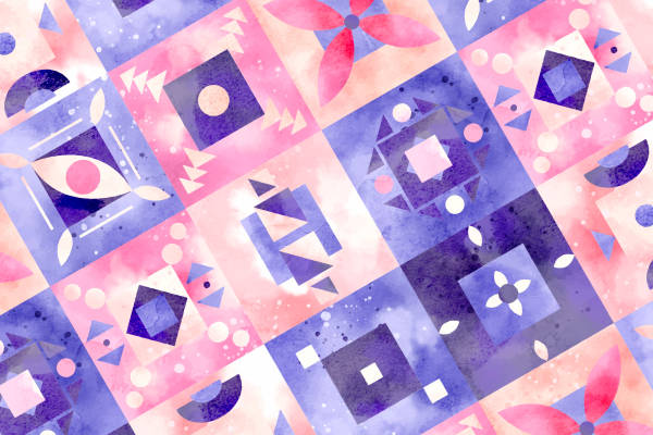 梦幻几何图案服装印花面料设计