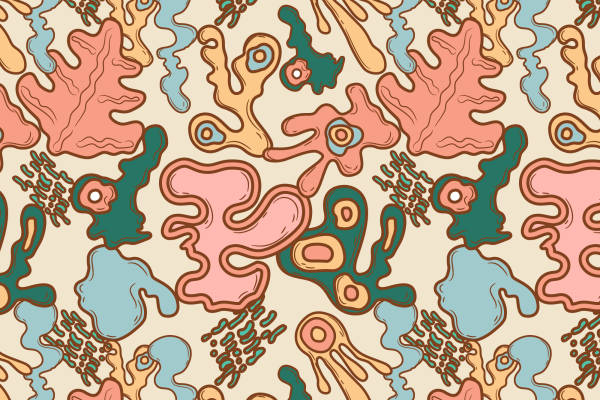 探索海洋奥秘：多彩抽象服装印花面料