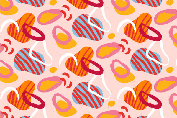 活力四射的抽象几何服装印花面料设计