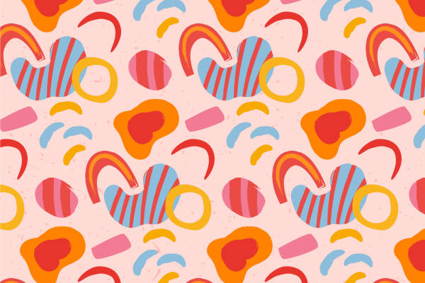 活力四射的彩虹心形条纹服装印花面料